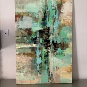 Abstract Canvas Art in Green and Brown